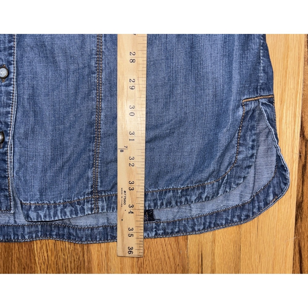 INC Denim Dress 6 Western Cowgirl W/Tie Belt L-sleeve Button Front Indigo Boho - Picture 9 of 11